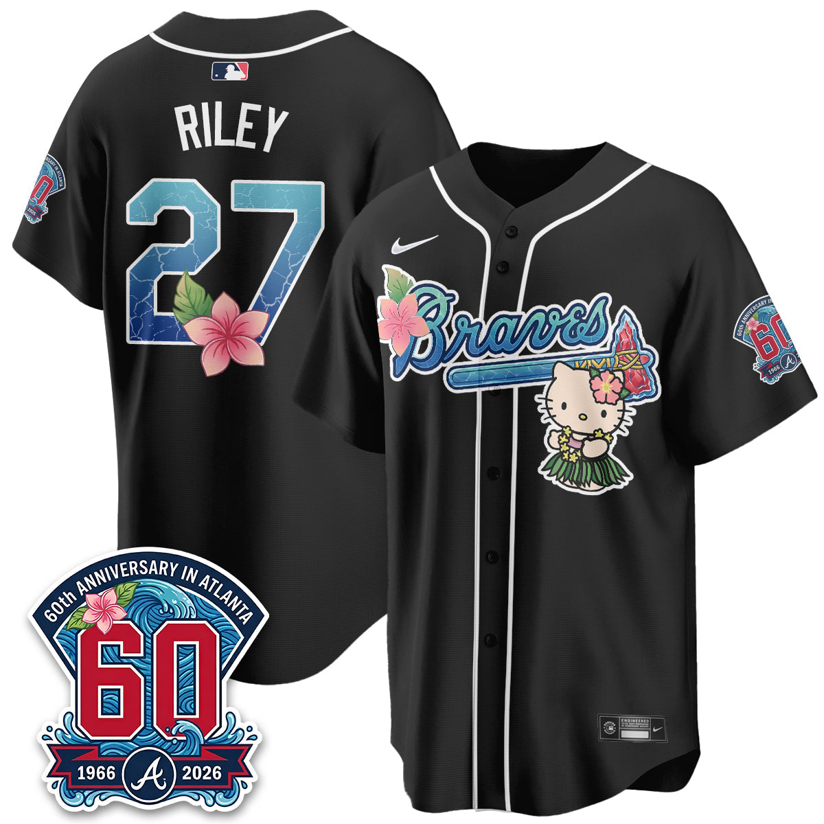Atlanta Braves x Meow Aloha Spirit Vapor Jersey - Stitched-Cuztomshoes