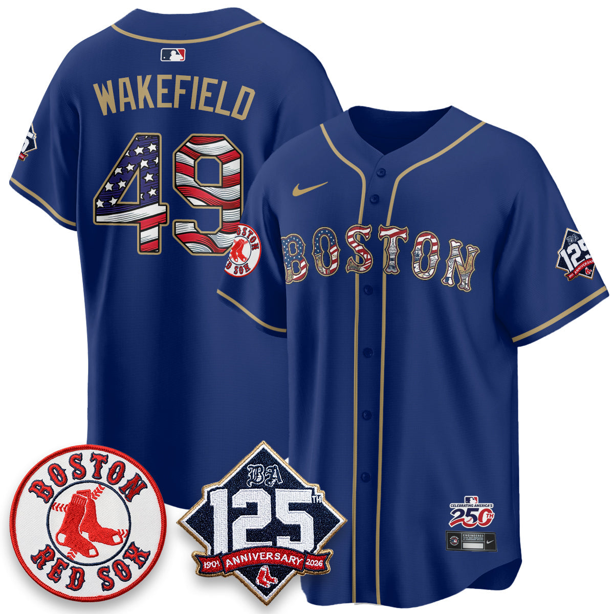 Boston Red Sox 2026 Independence Day USA Vapor Limited Jersey - Stitched-Cuztomshoes