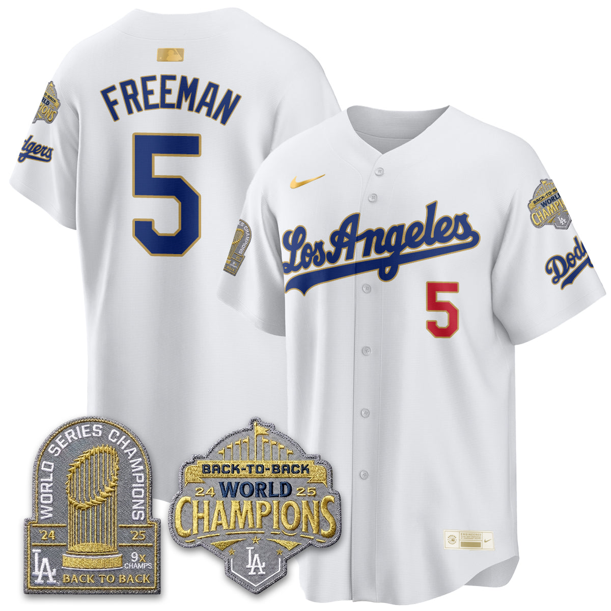 Los Angeles Dodgers Gold Collection Vapor Limited Jersey - 9x & B2B Champs - Stitched-Cuztomshoes