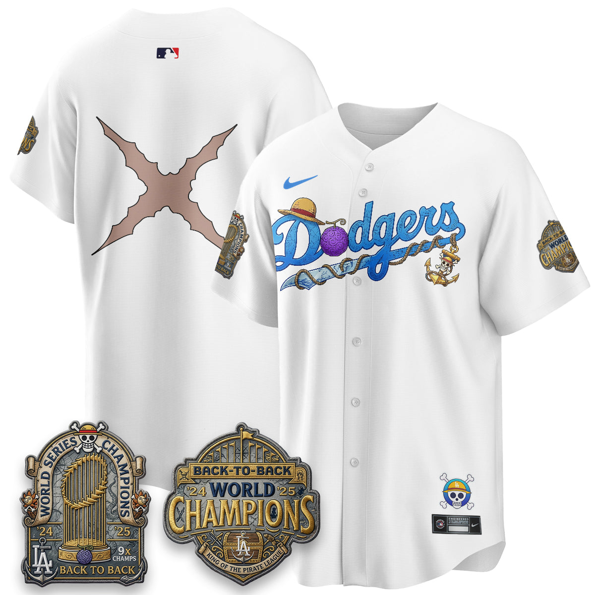 Los Angeles Dodgers x OP Japanese Cartoon Vapor Limited Jersey V2- Stitched-Cuztomshoes
