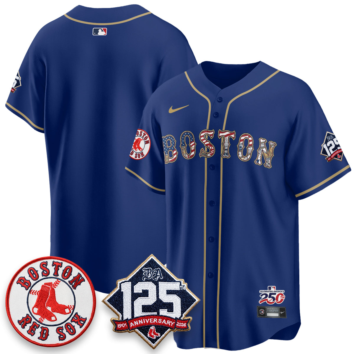 Boston Red Sox 2026 Independence Day USA Vapor Limited Jersey - Stitched-Cuztomshoes
