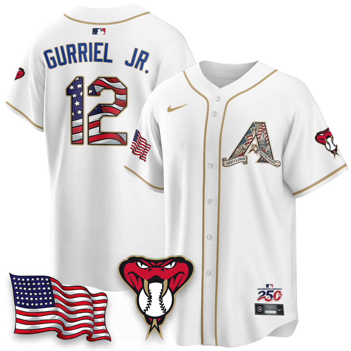 Arizona Diamonbacks 2026 Independence Day USA Vapor Limited Jersey - Stitched-Cuztomshoes