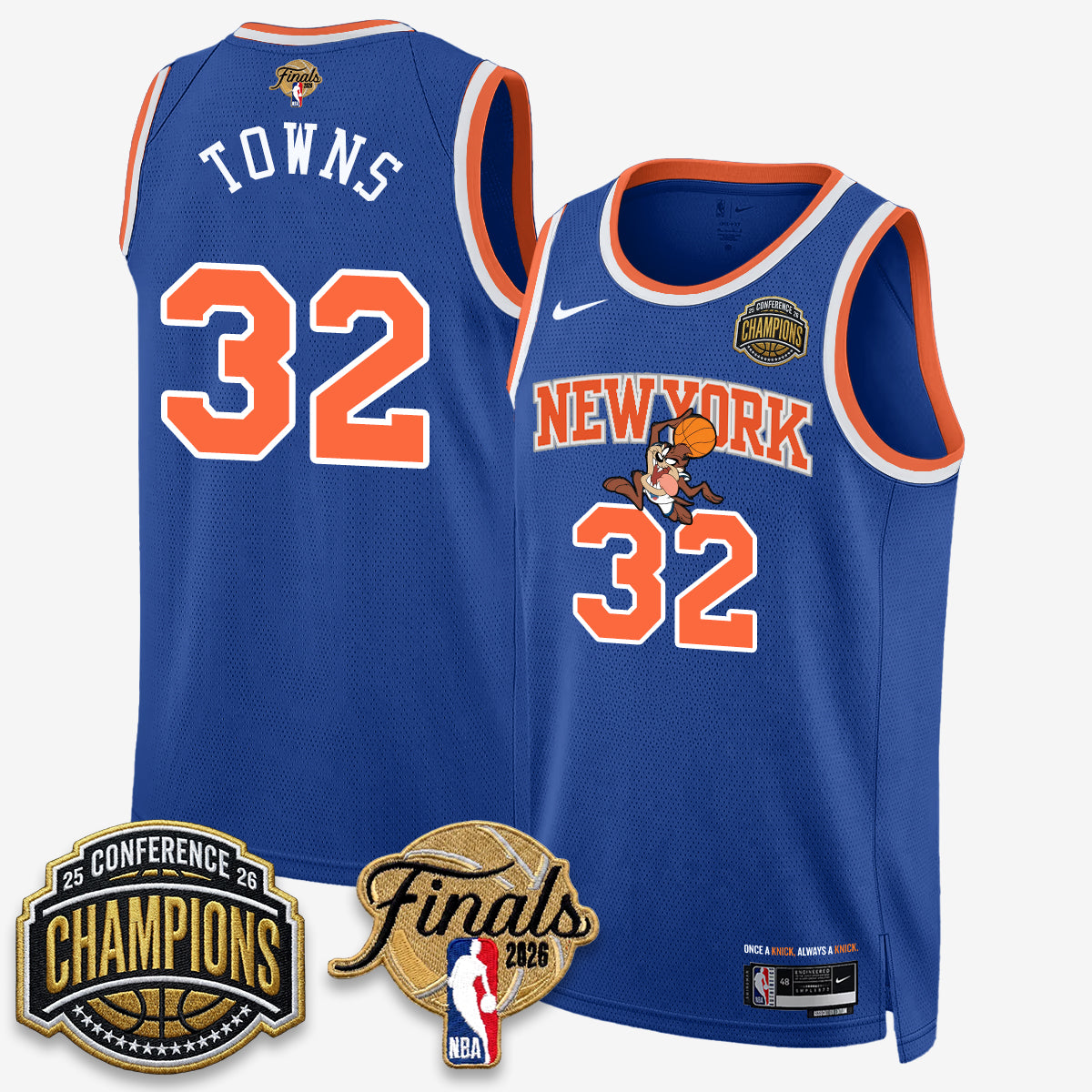 New York Knicks 2026 Basketball Eastern Conference Champions x Looney Tunes Vapor Jersey V2- Stitched-Cuztomshoes