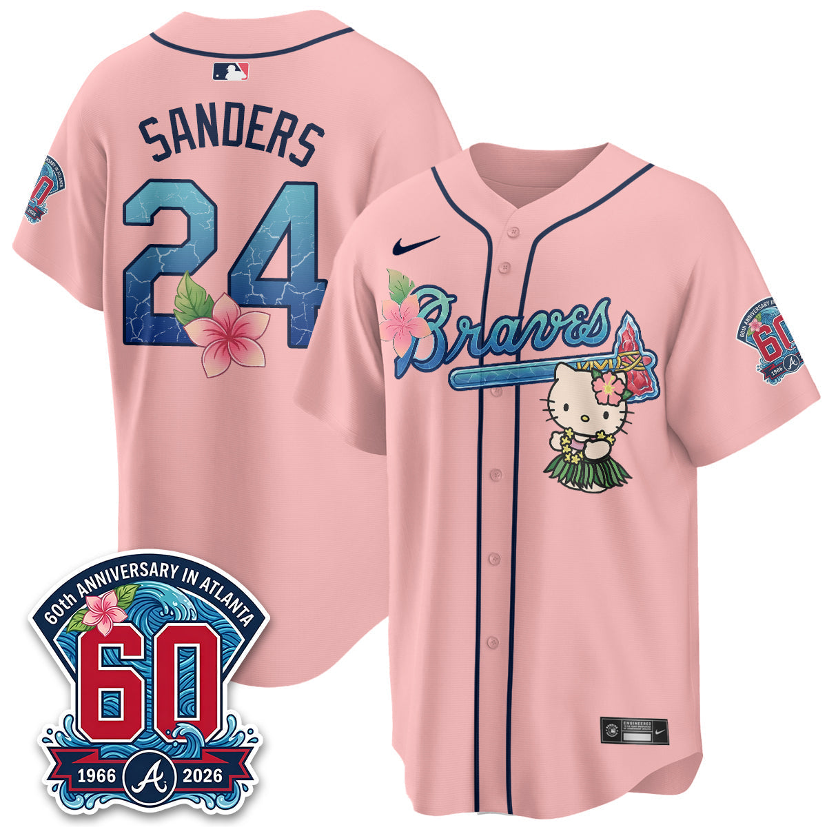 Atlanta Braves x Meow Aloha Spirit Vapor Jersey - Stitched-Cuztomshoes