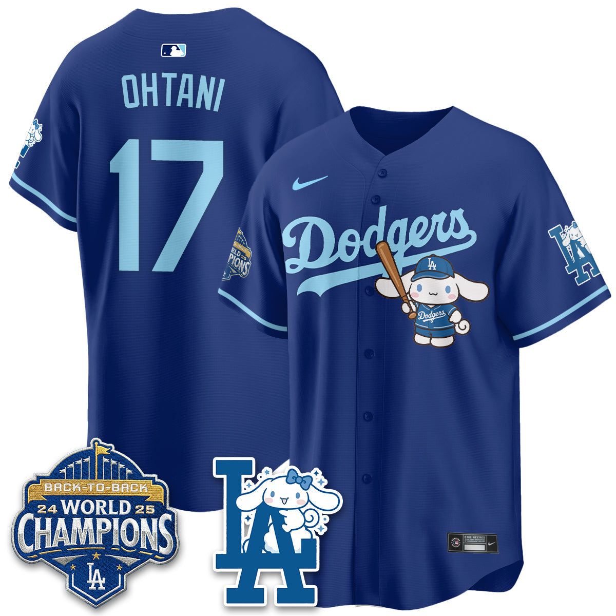 Los Angeles Dodgers Cinnamoroll Edition Vapor Jersey - Stitched-Cuztomshoes