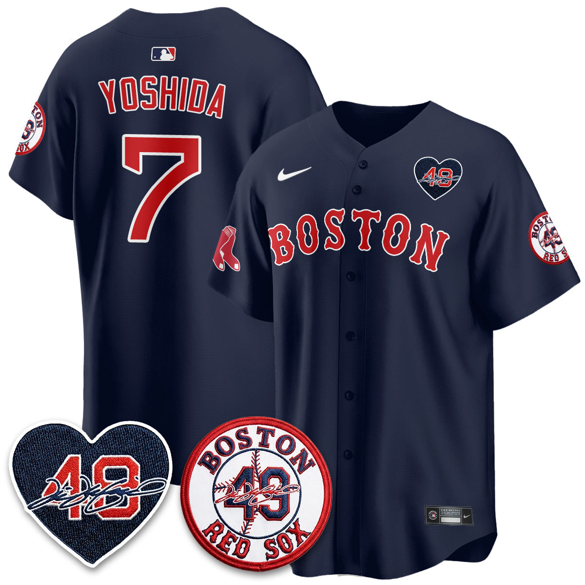 Boston Red Sox Tim Wakefield Memorial Patch Vaper Premier Limited Jersey - Stitched