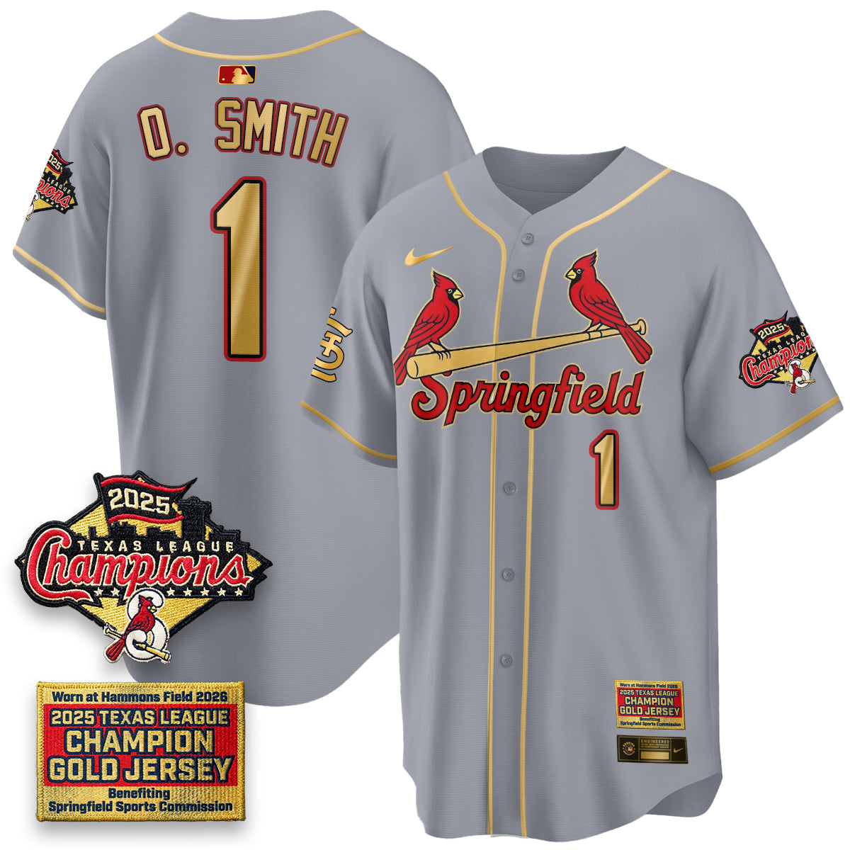St. Louis Cardinals Springfield's Championship Gold Limited Jerseys - Stitched