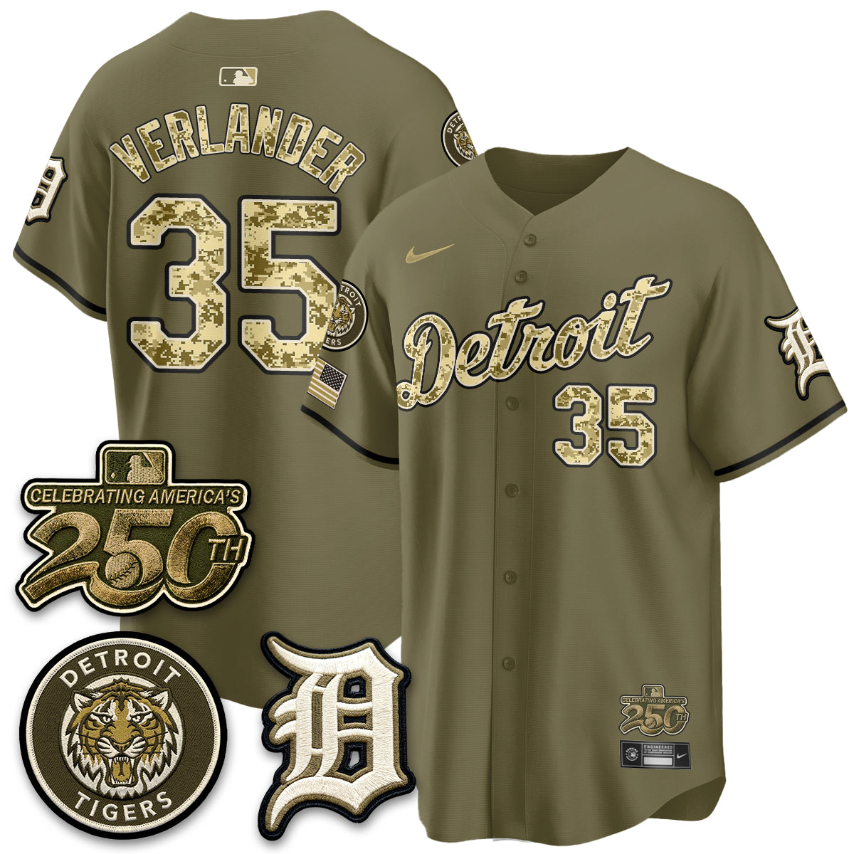 Detroit Tigers 2026 Armed Forces Day Jersey - Stitched