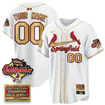 St. Louis Cardinals Springfield's Championship Gold Limited Custom Jerseys - Stitched