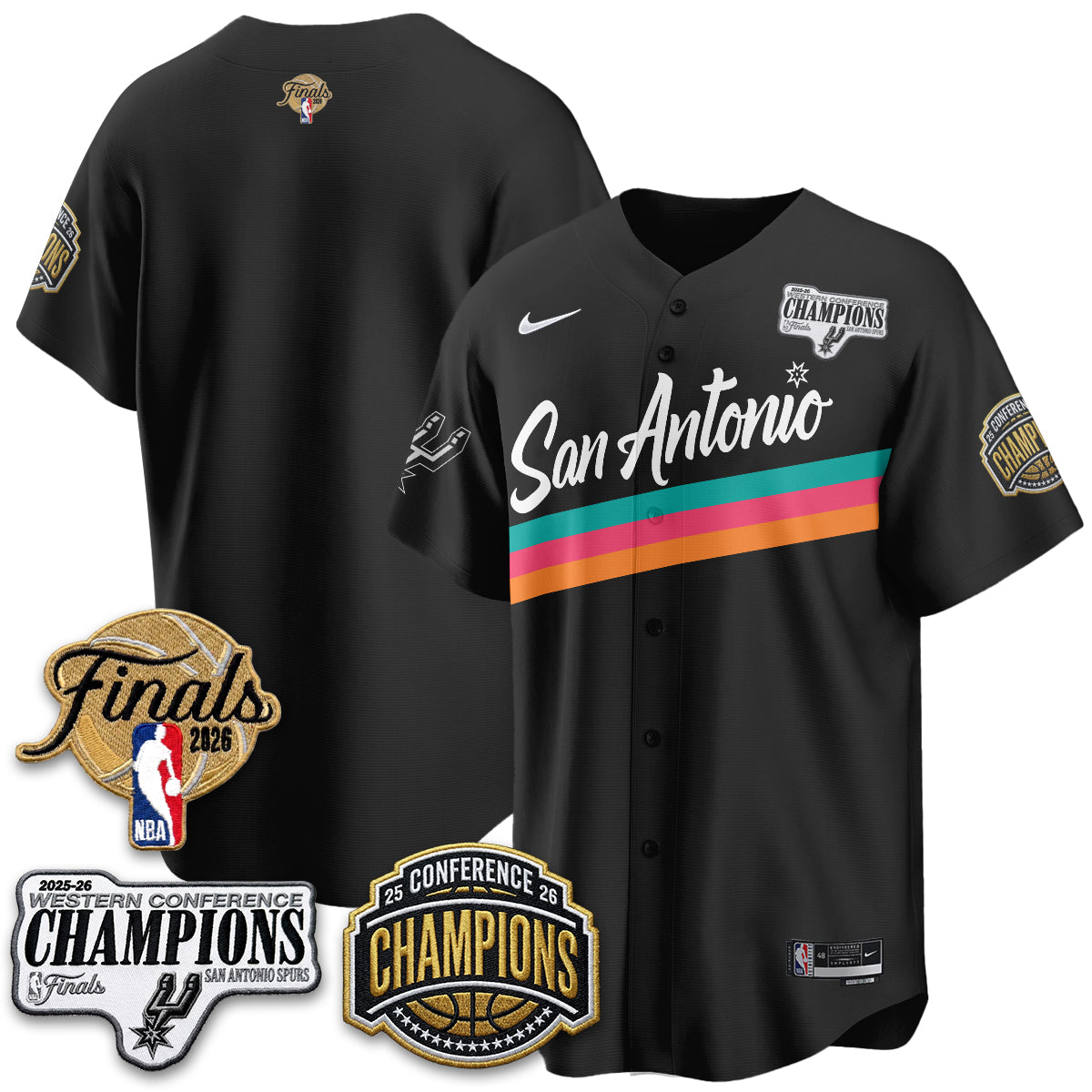 San Antonio Spurs 2026 Basketball Finals Vapor Jersey - Stitched