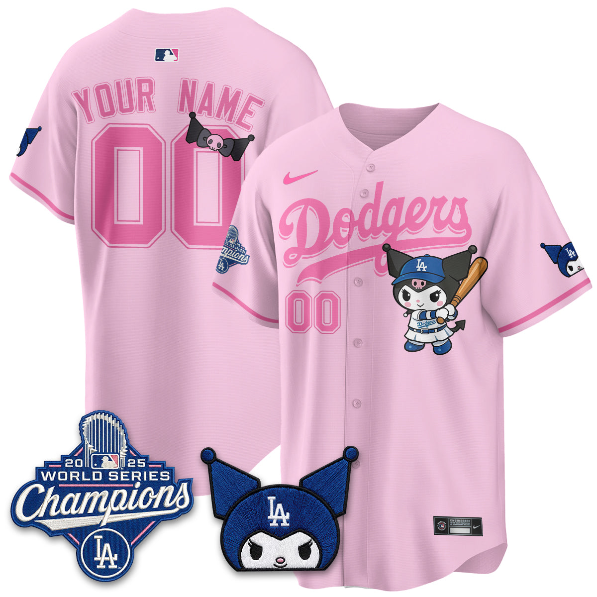 Los Angeles Dodgers Kuromi Edition Vapor Custom Jersey - Stitched-Cuztomshoes