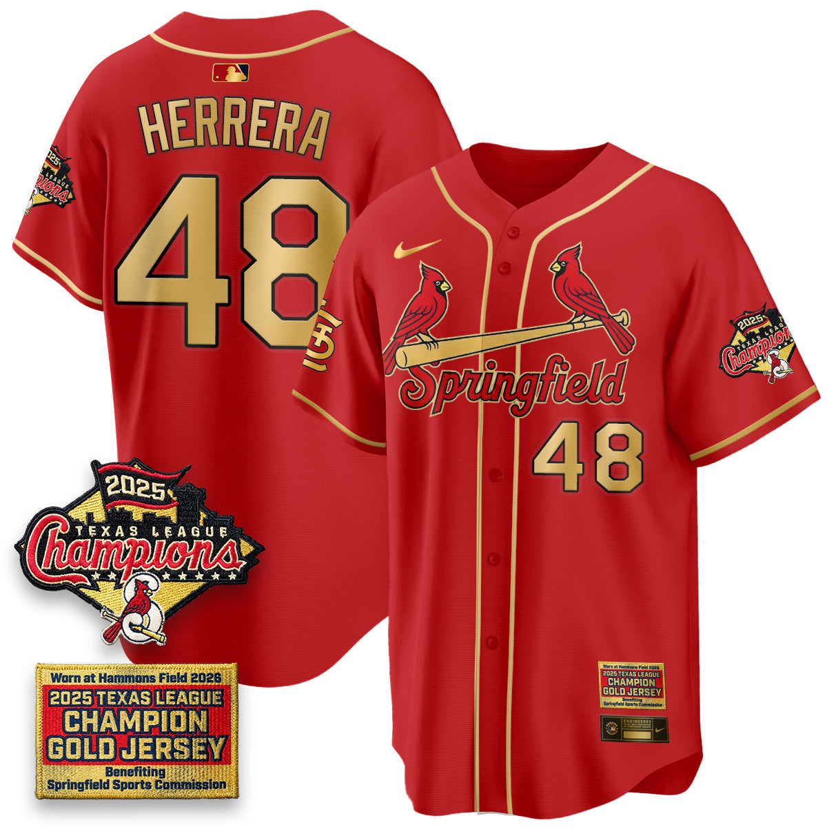 St. Louis Cardinals Springfield's Championship Gold Limited Jerseys - Stitched