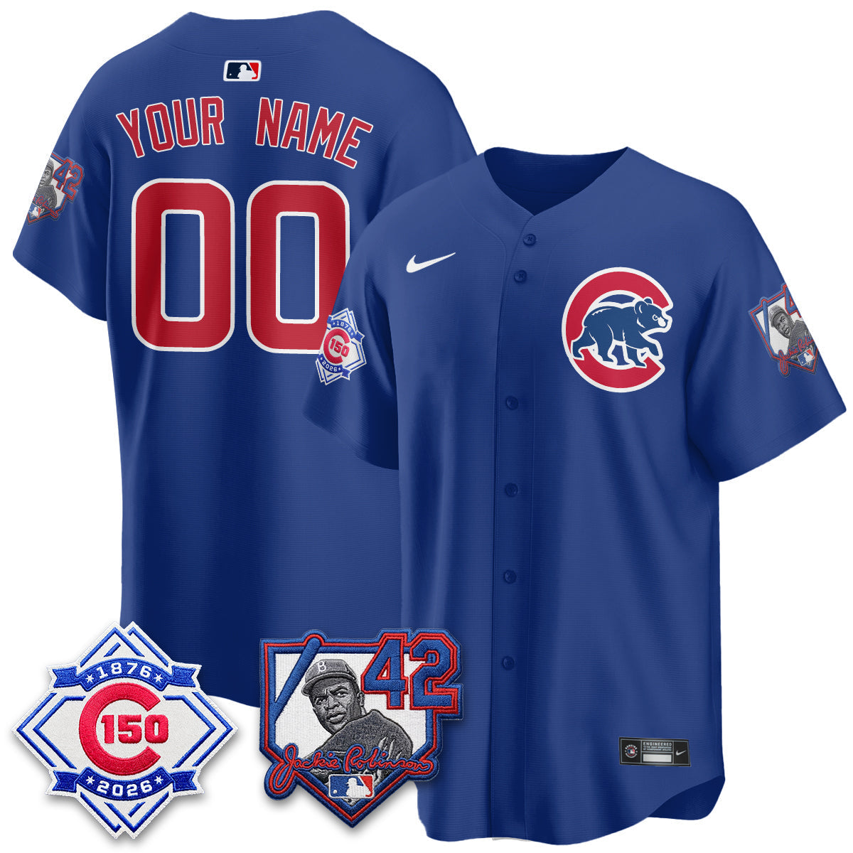 Chicago Cubs 150th Anniversary & Jackie Robinson Day Patch Vapor Premier Limited Custom Jersey - Stitched-Cuztomshoes