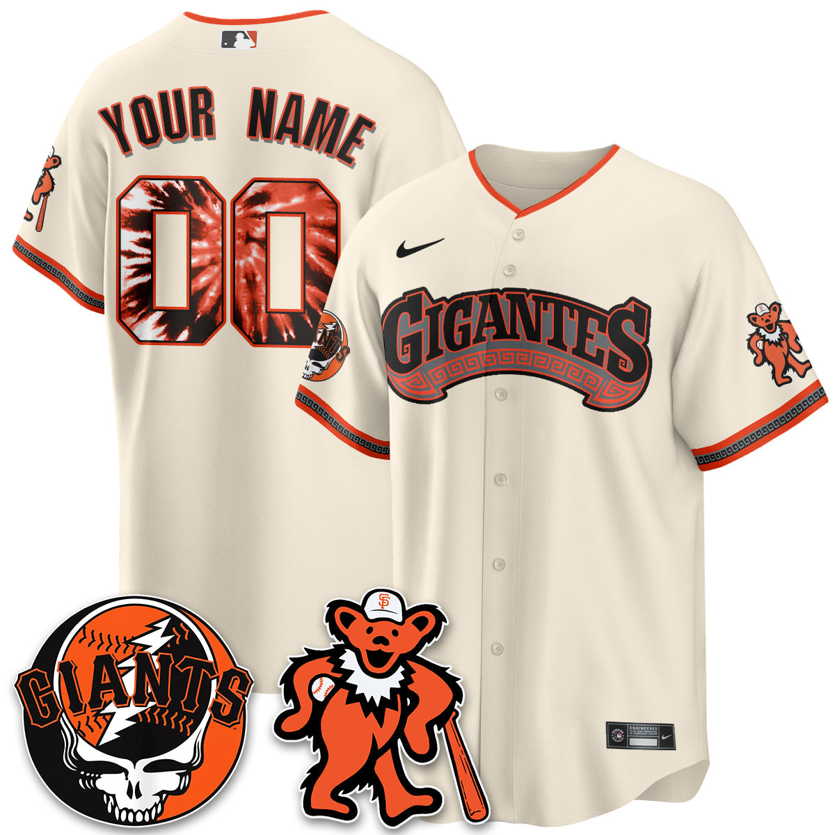 San Francisco Giants x Grateful Dead Vapor Custom Jersey - Stitched