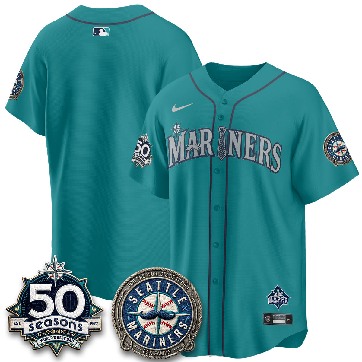 Seattle Mariners Happy Father's Day Vapor Jersey - Stitched