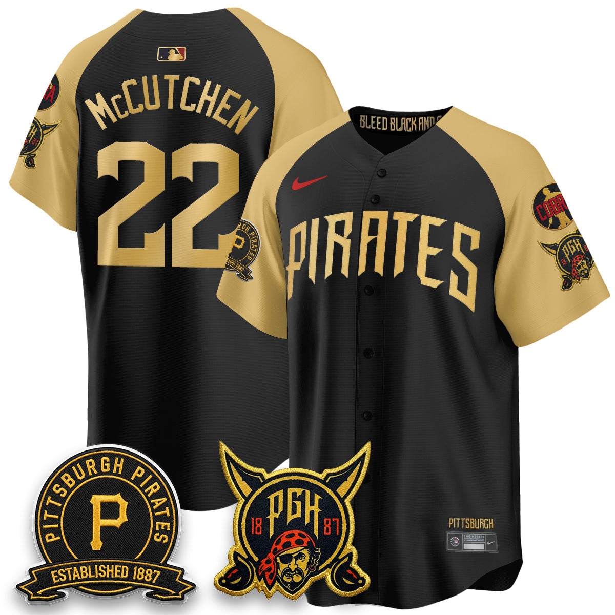 Pittsburgh Pirates Vapor Limited Jersey - Cobra & Est 1887 Patch - Stitched