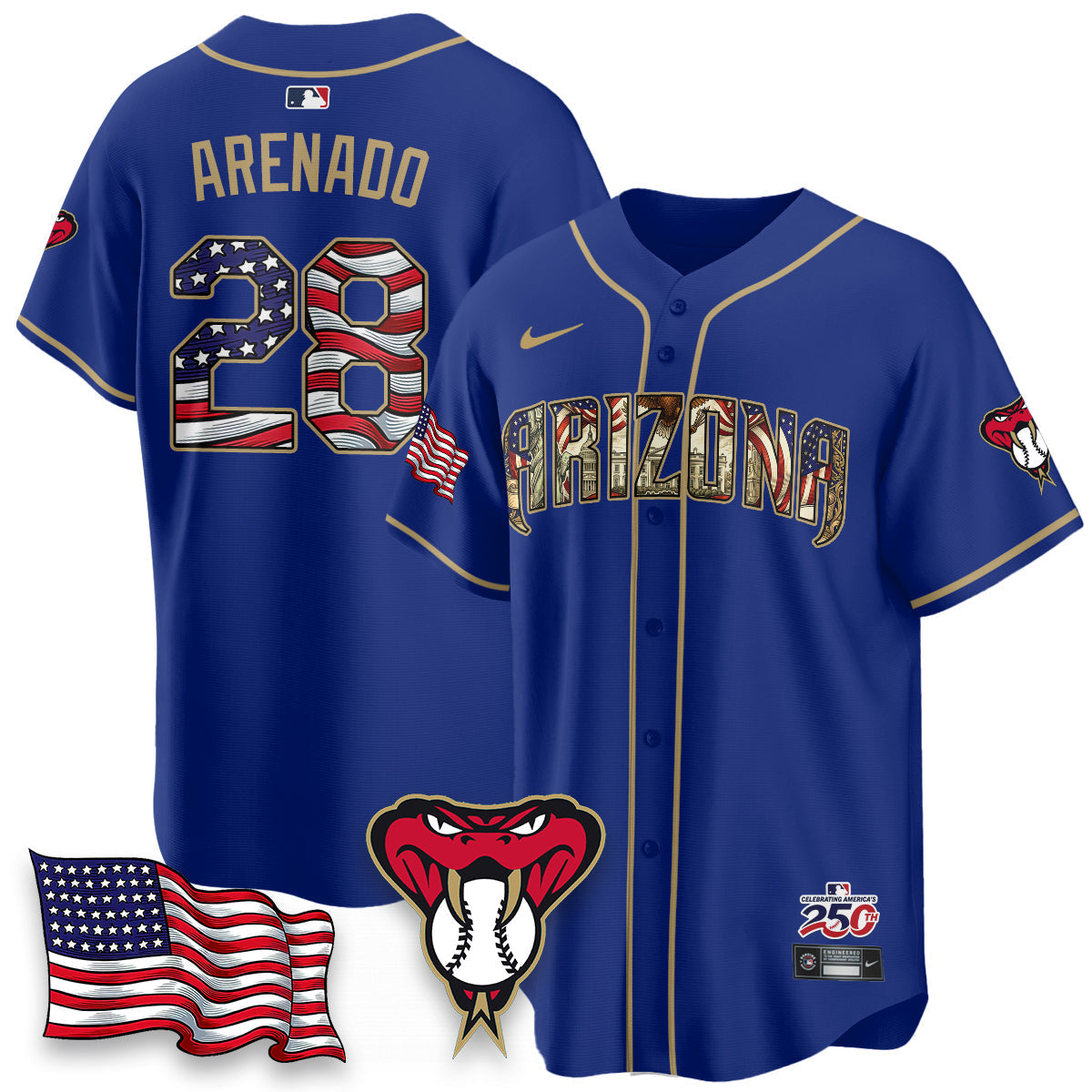 Arizona Diamonbacks 2026 Independence Day USA Vapor Limited Jersey - Stitched-Cuztomshoes