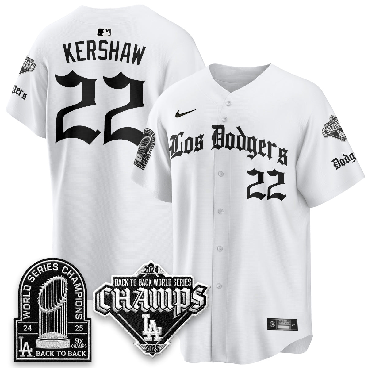 Los Angeles Dodgers World Series Champions B2B Patch Vapor Premier Limited Gothic Edition Jersey - Stitched-Cuztomshoes