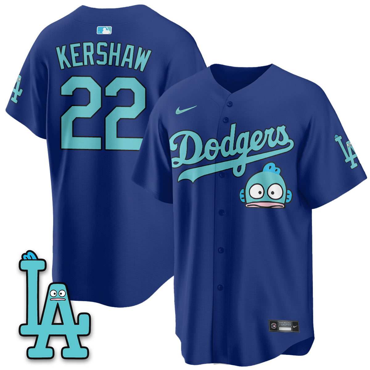 Los Angeles Dodgers x Hangyodon Edition Vapor Jersey- Stitched-Cuztomshoes