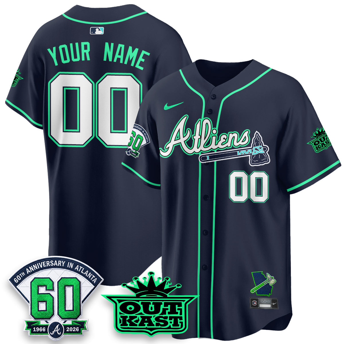 Atlanta Braves x Atliens Cool Base Galaxy Version Custom Jersey - Stitched