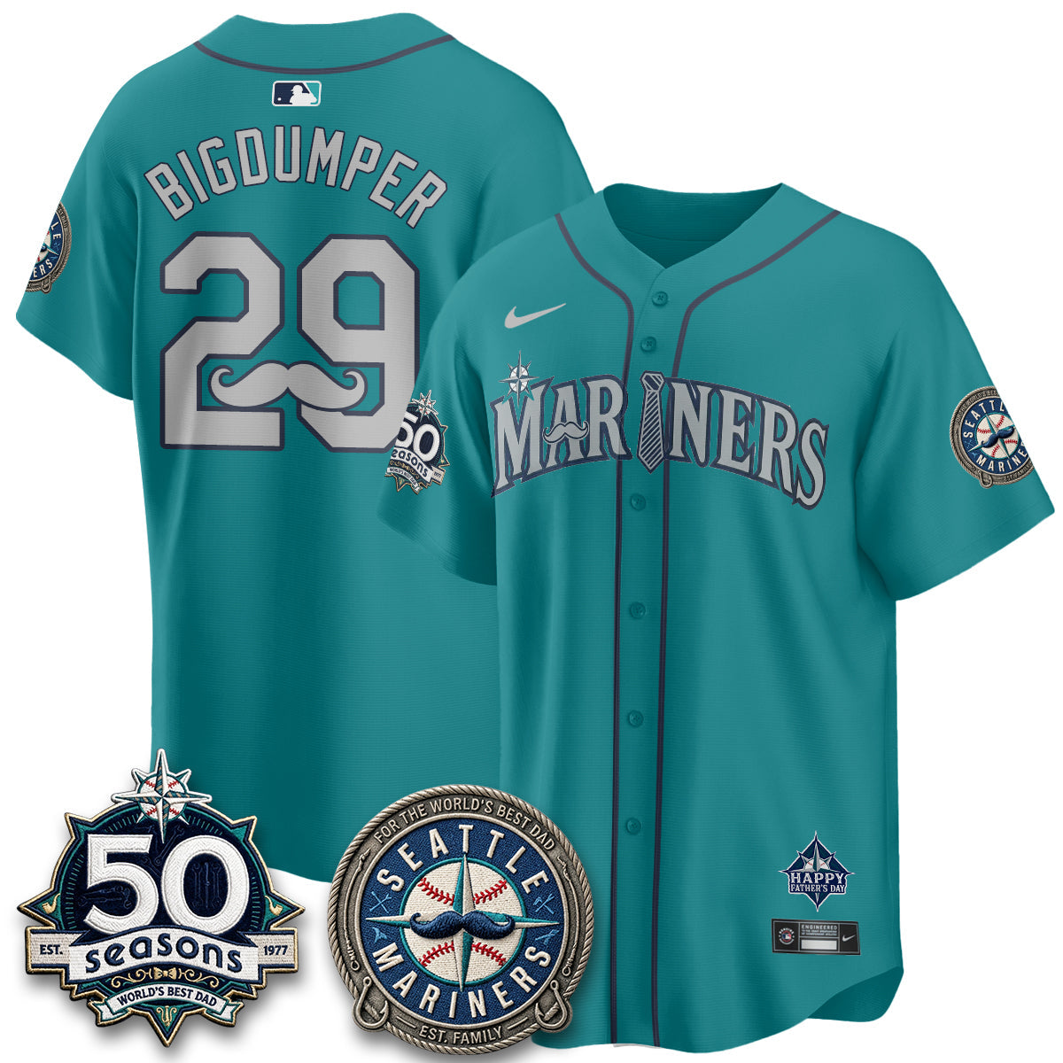 Seattle Mariners Happy Father's Day Vapor Jersey - Stitched
