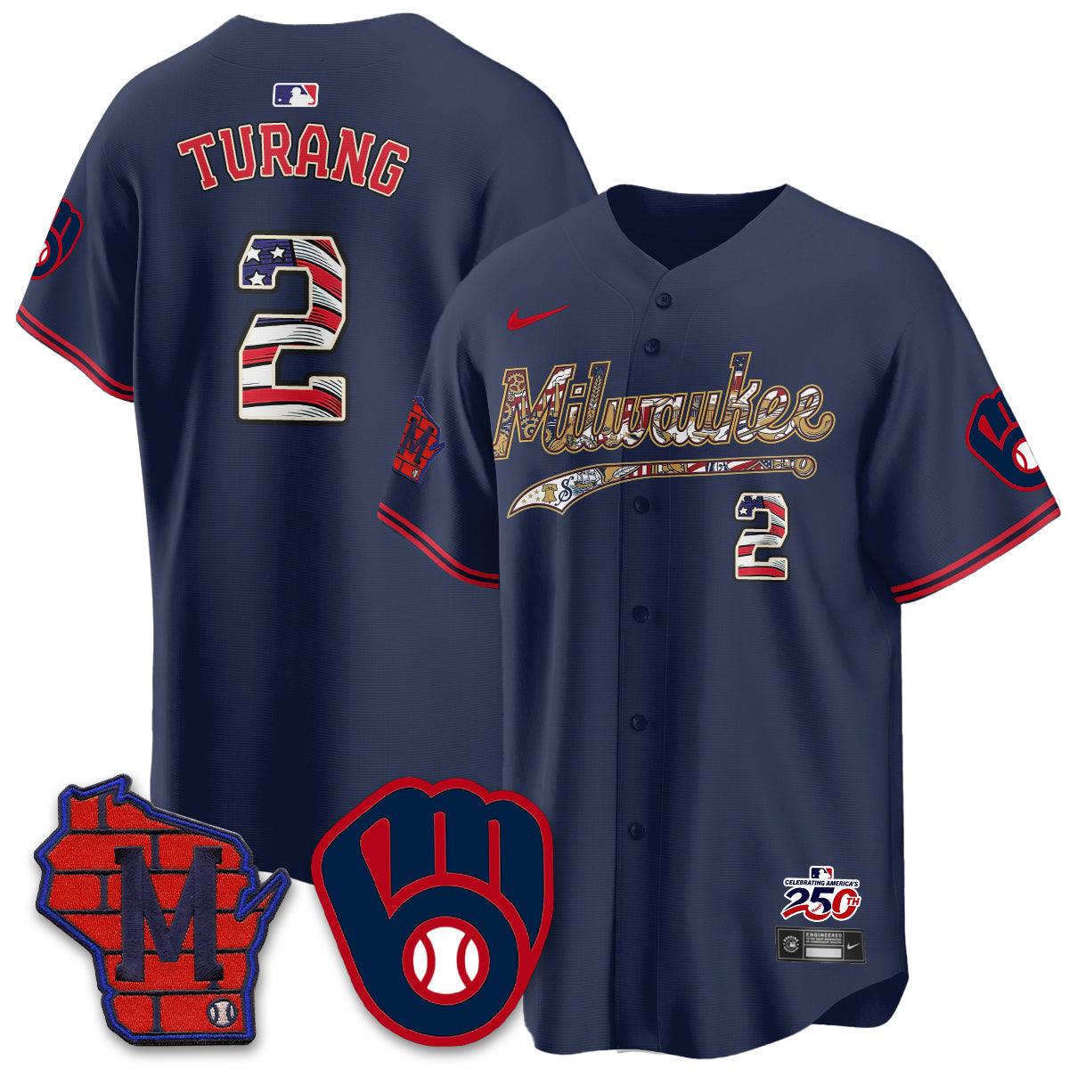 Milwaukee Brewers 2026 Independence Day USA Vapor Limited Jersey - Stitched-Cuztomshoes