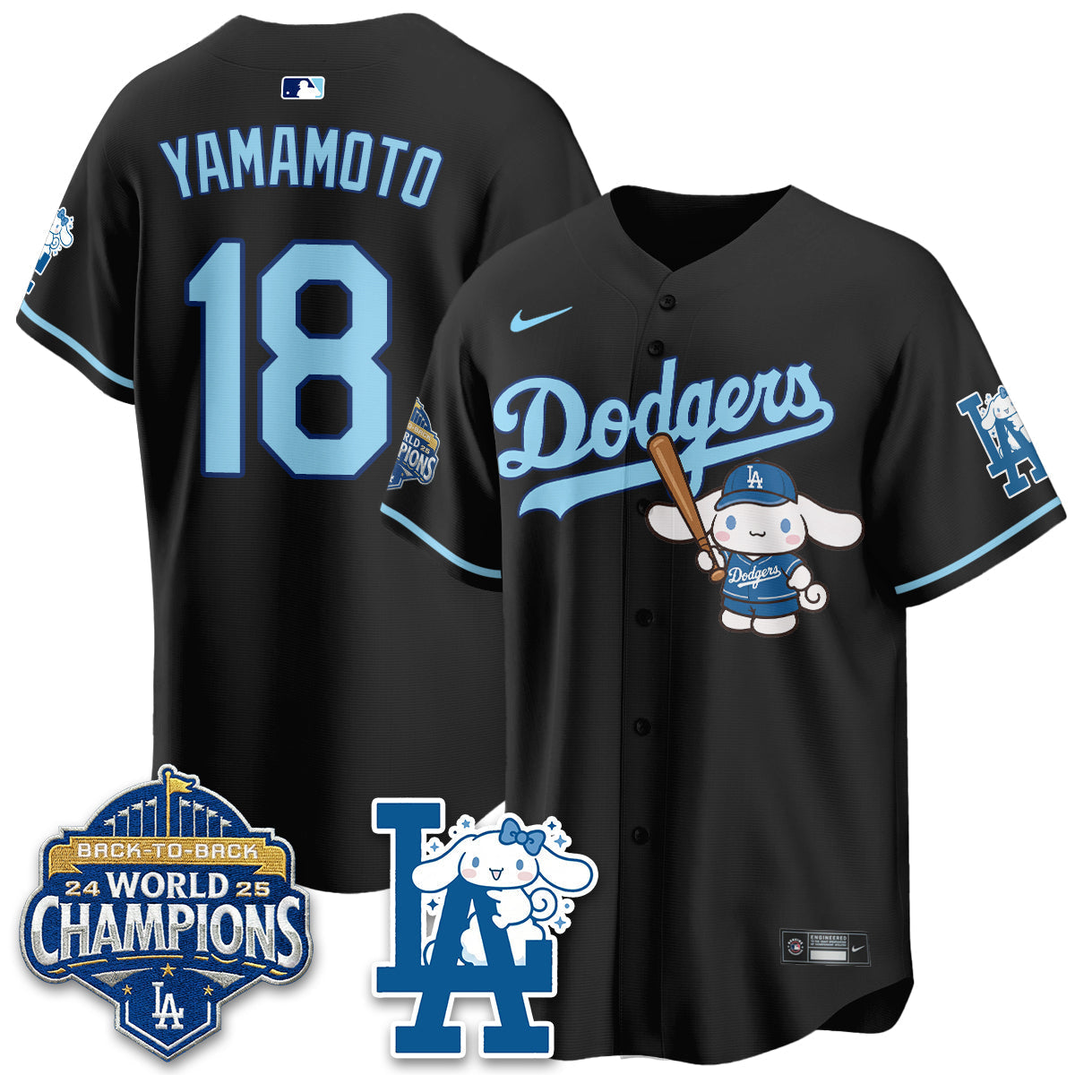 Los Angeles Dodgers Cinnamoroll Edition Vapor Jersey - Stitched-Cuztomshoes