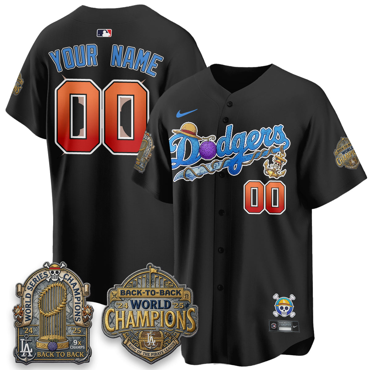 Los Angeles Dodgers x OP Japanese Cartoon Vapor Limited Custom Jersey V2- Stitched-Cuztomshoes