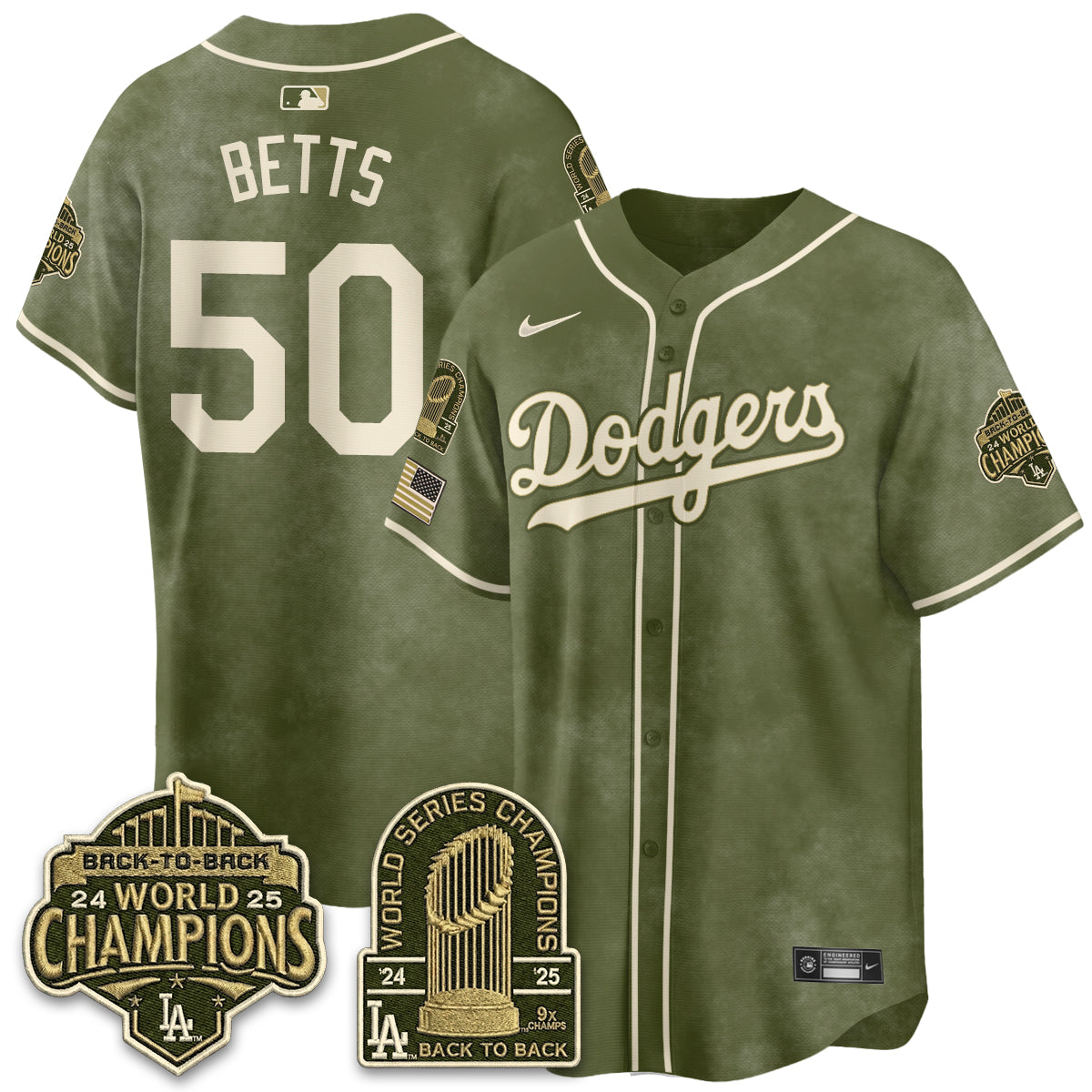 Los Angeles Dodgers New Era Olive 2026 Armed Forces Day Jersey -Stitched