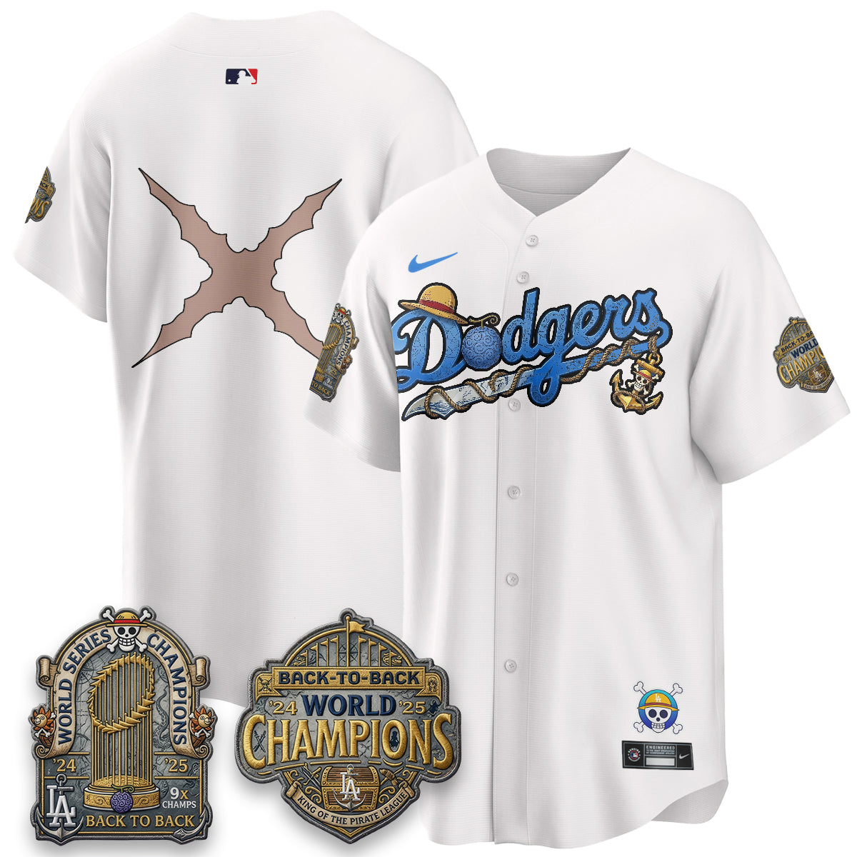 Los Angeles Dodgers x OP Japanese Cartoon Vapor Limited Jersey - Stitched-Cuztomshoes
