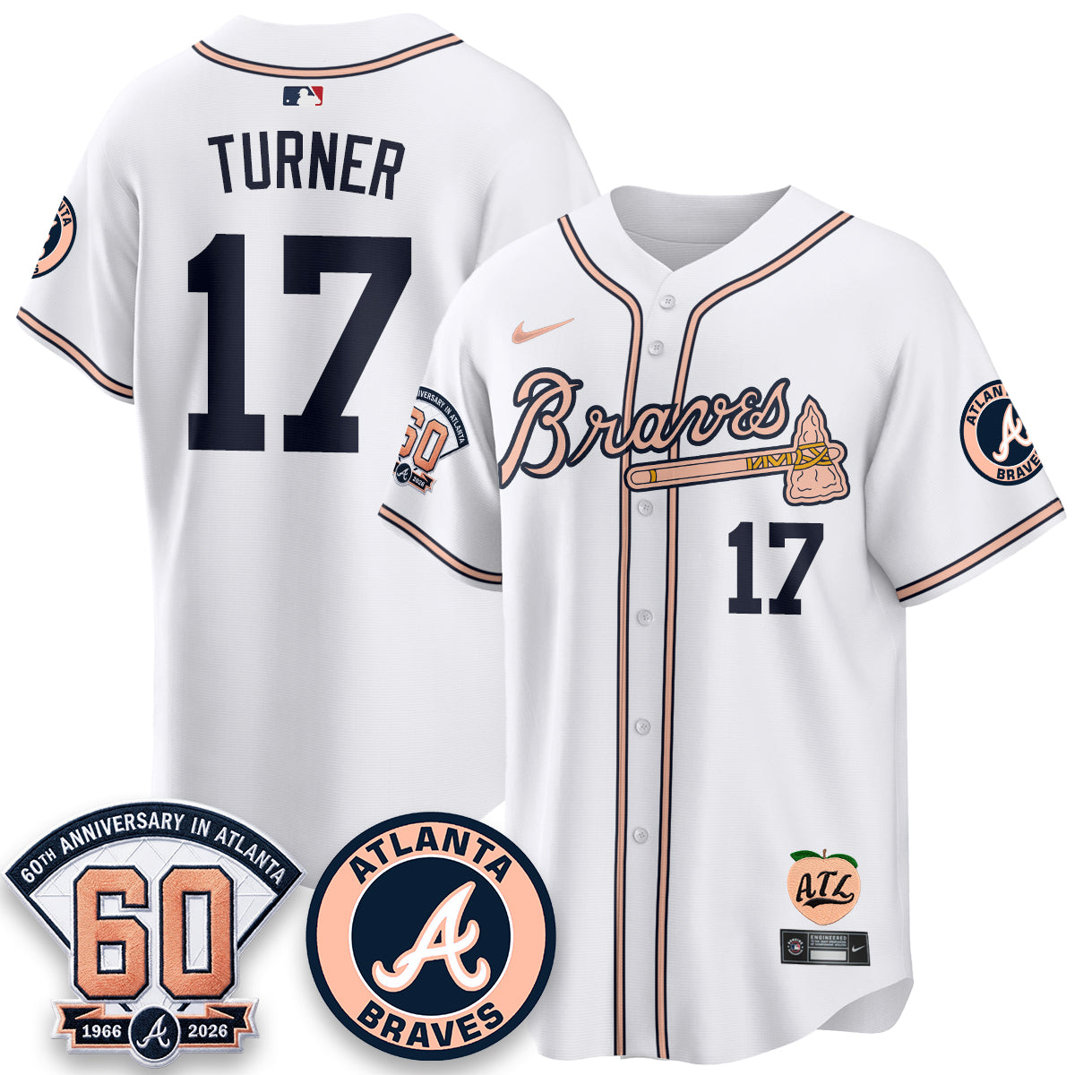 Atlanta Braves 60th Anniversary Peach Edition Vapor Premier Limited Jersey - Stitched