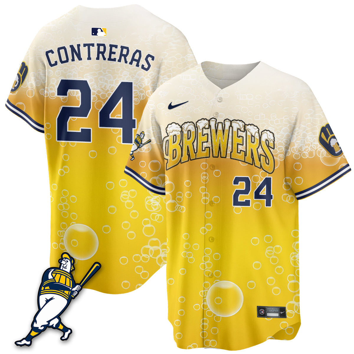 Milwaukee Brewers "Pitcher & Pint" Edition Vapor Limited Jersey - Stitched-Cuztomshoes