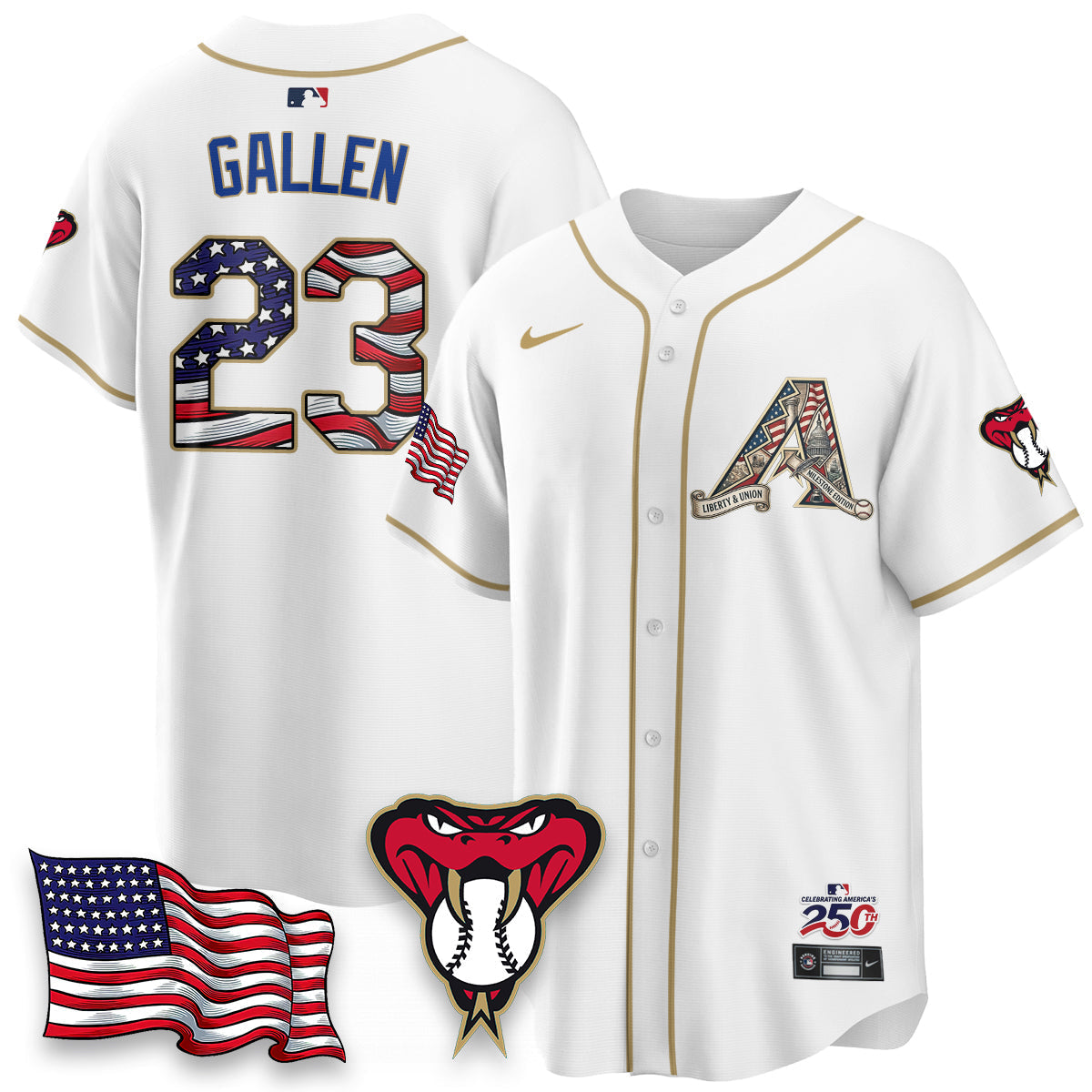 Arizona Diamonbacks 2026 Independence Day USA Vapor Limited Jersey - Stitched-Cuztomshoes