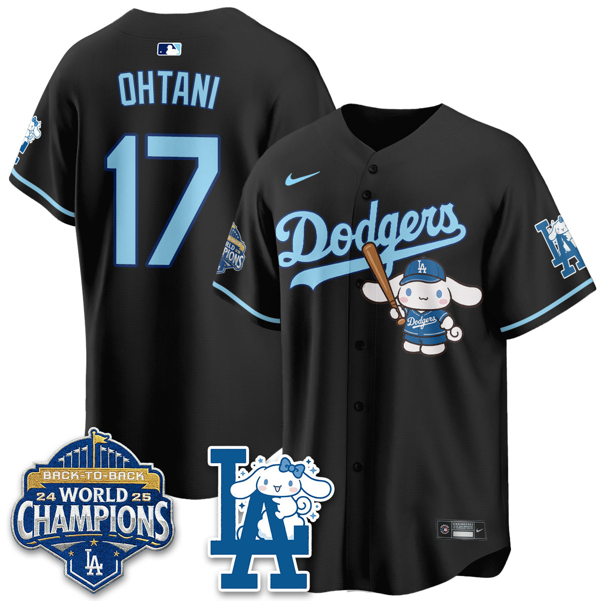 Los Angeles Dodgers Cinnamoroll Edition Vapor Jersey - Stitched-Cuztomshoes