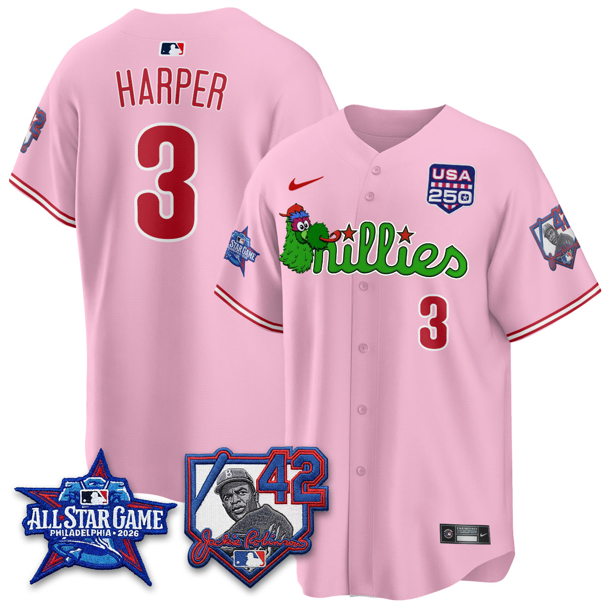 Philadelphia Phillies Phanatic 2026 New Era & 250th USA Vapor Limited Jersey - All Star Game - Stitched