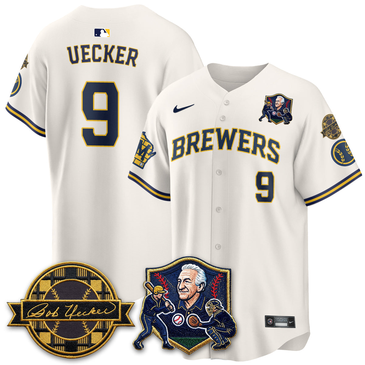 Milwaukee Brewers Bob Uecker - 54 Seasons for Brewers' Vapor Limited Gold Jersey - Stitched