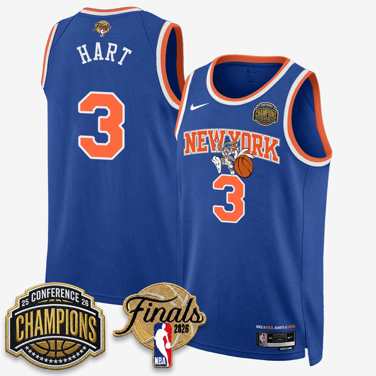New York Knicks 2026 Basketball Eastern Conference Champions x Looney Tunes Vapor Jersey V2- Stitched-Cuztomshoes