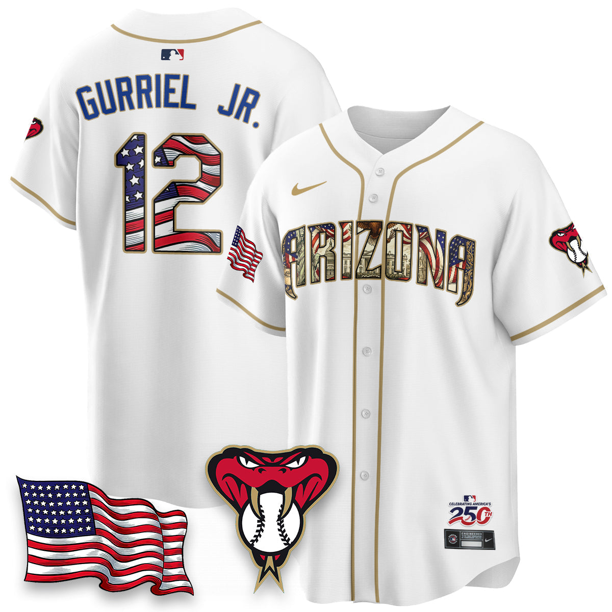 Arizona Diamonbacks 2026 Independence Day USA Vapor Limited Jersey - Stitched-Cuztomshoes