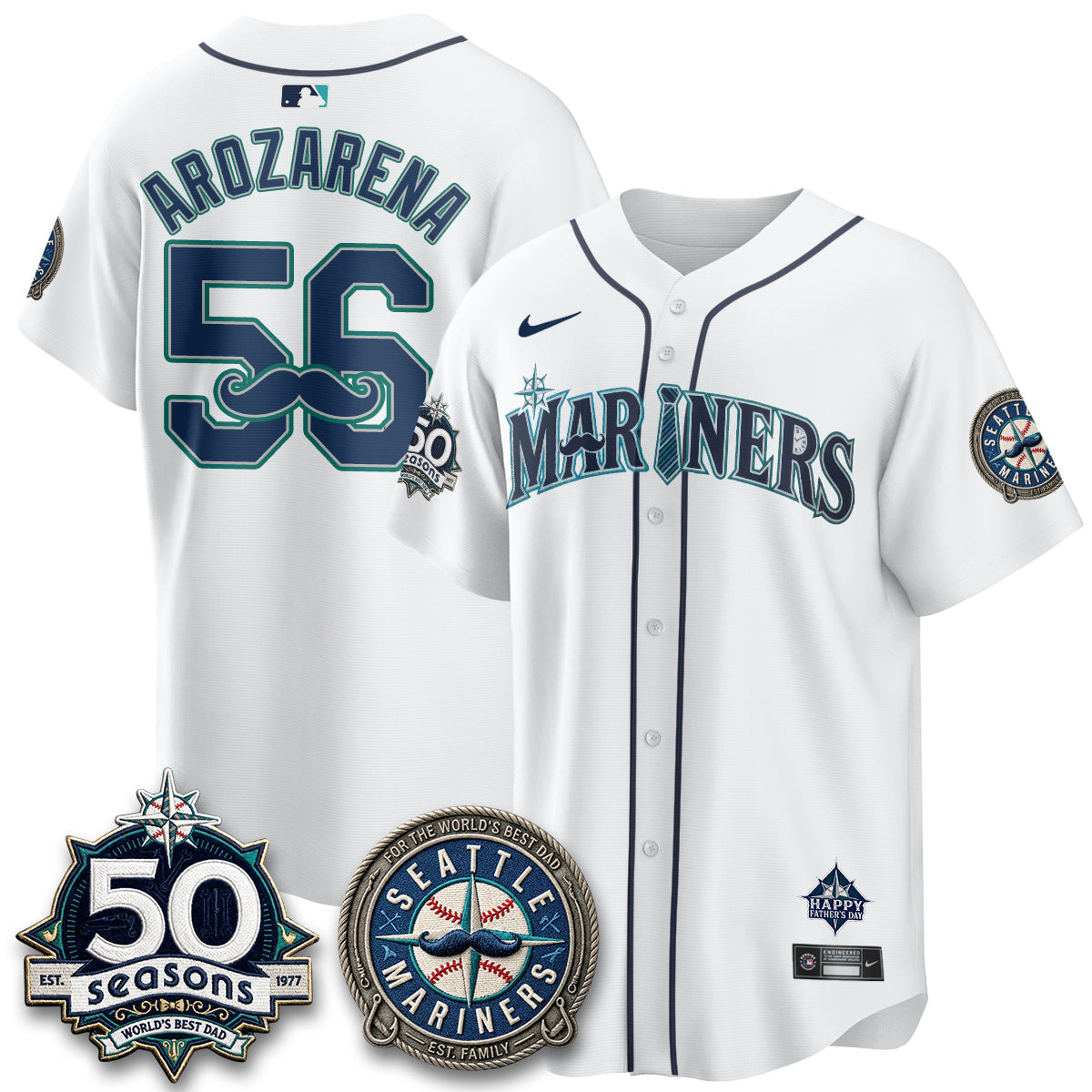 Seattle Mariners Happy Father's Day Vapor Jersey - Stitched