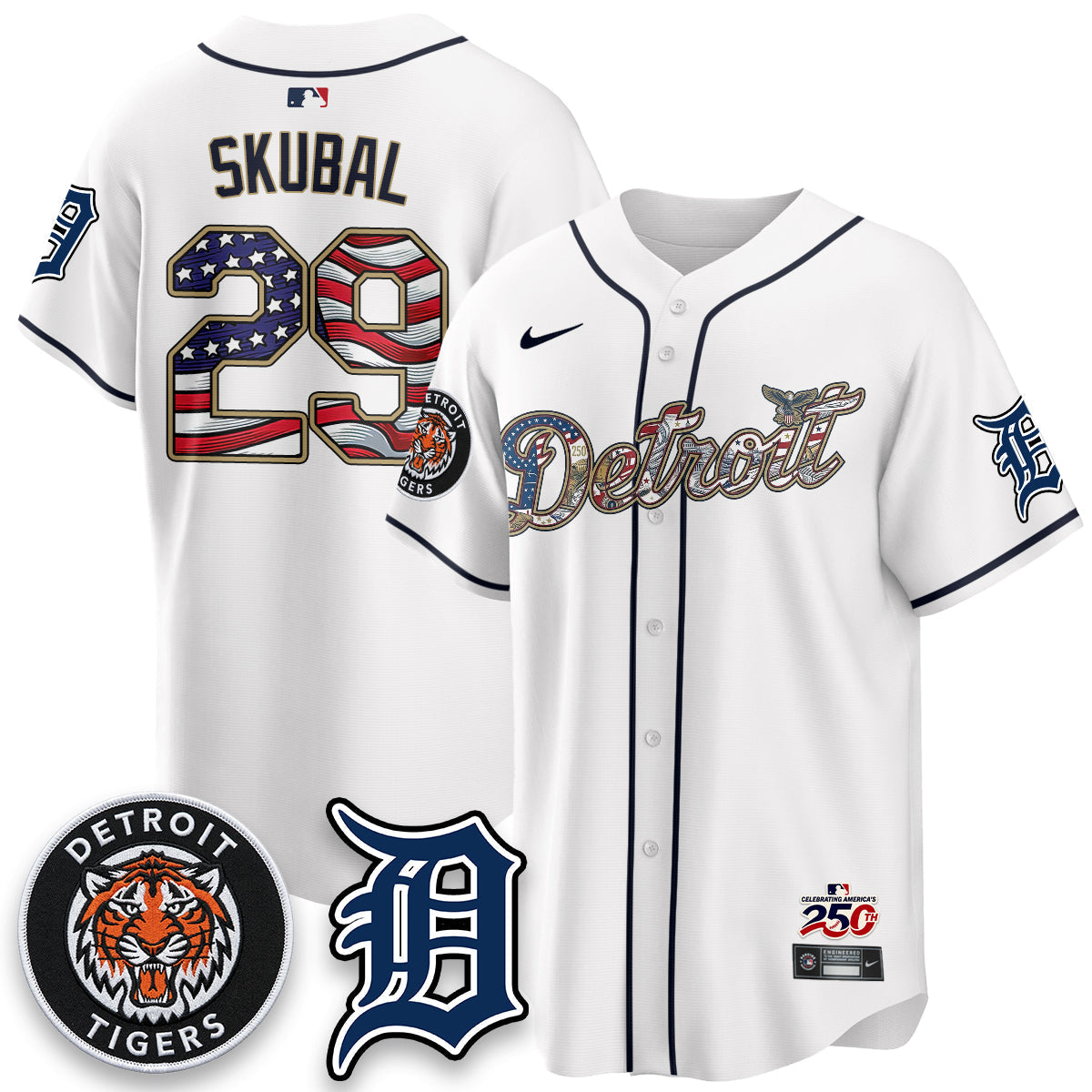 Detroit Tigers 2026 Independence Day USA Vapor Limited Jersey - Stitched