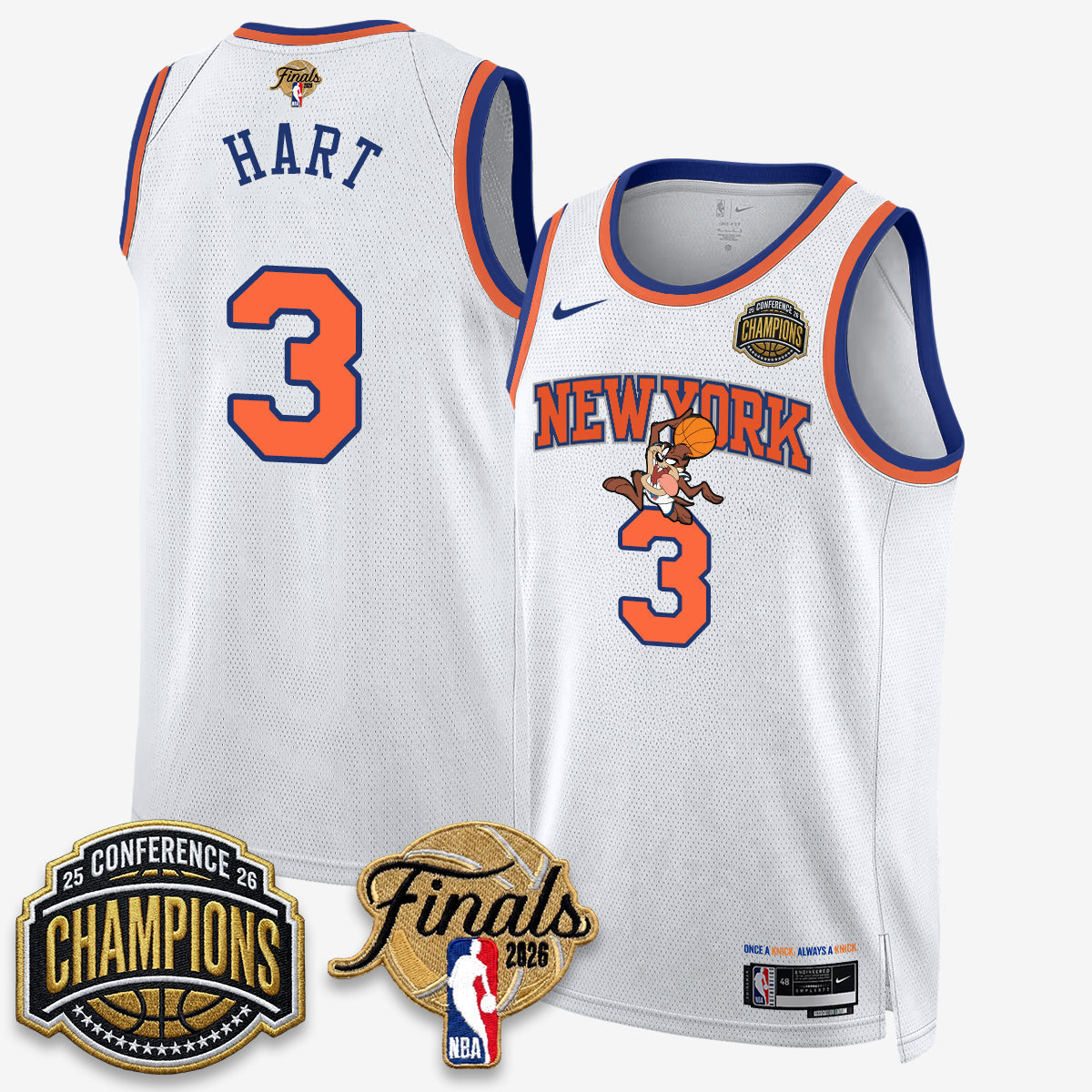 New York Knicks 2026 Basketball Eastern Conference Champions x Looney Tunes Vapor Jersey V2- Stitched-Cuztomshoes