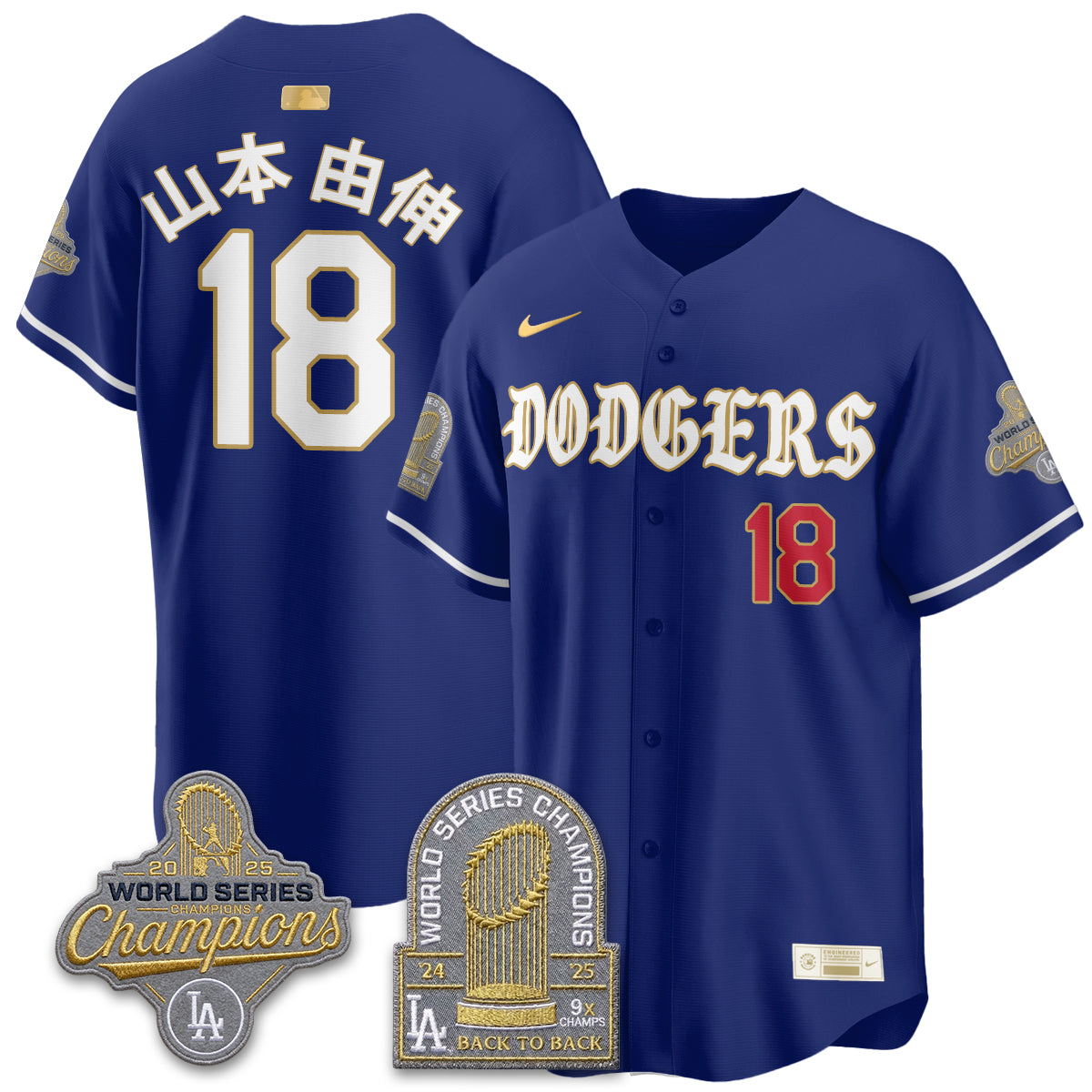 Los Angeles Dodgers Vapor Limited Jersey - Back to Back 9x Champs - Stitched-Cuztomshoes