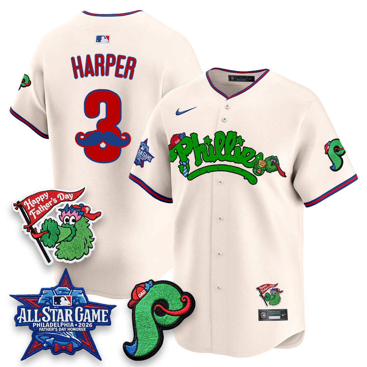 Philadelphia Phillies Happy Father's Day Vapor Jersey - Stitched