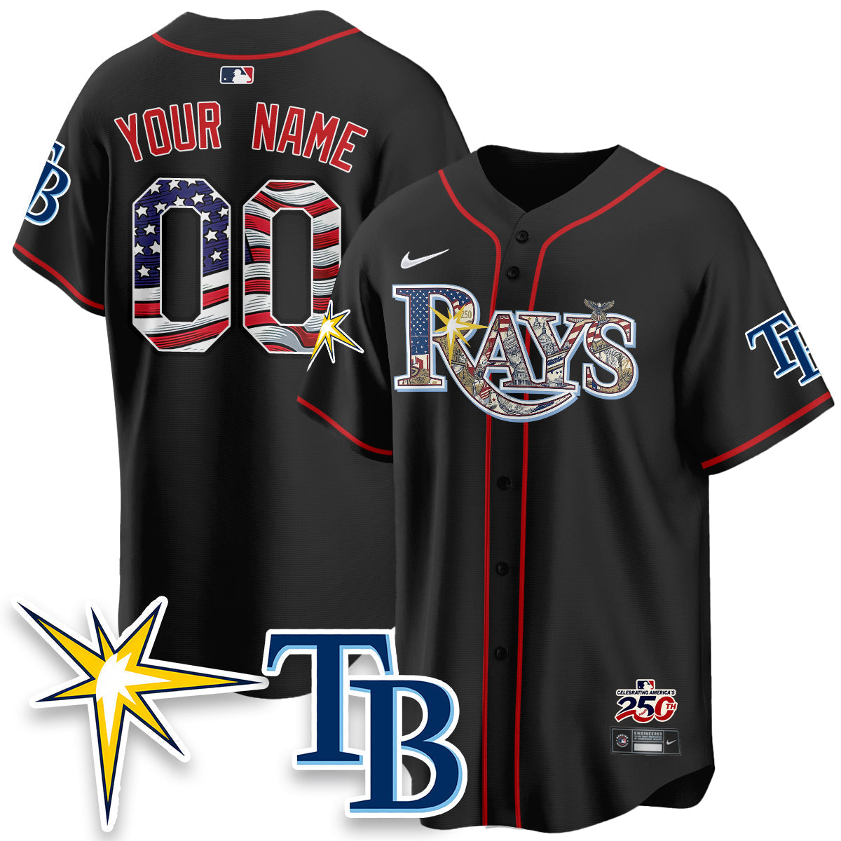 Tampa Bay Rays 2026 Independence Day USA Vapor Limited Custom Jersey - Stitched