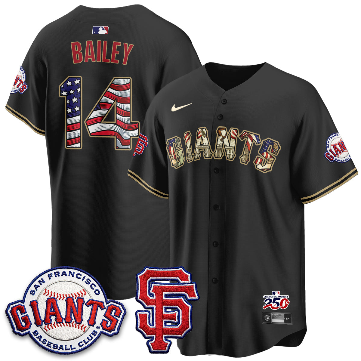 San Francisco Giants2026 Independence Day USA Jersey - Stitched