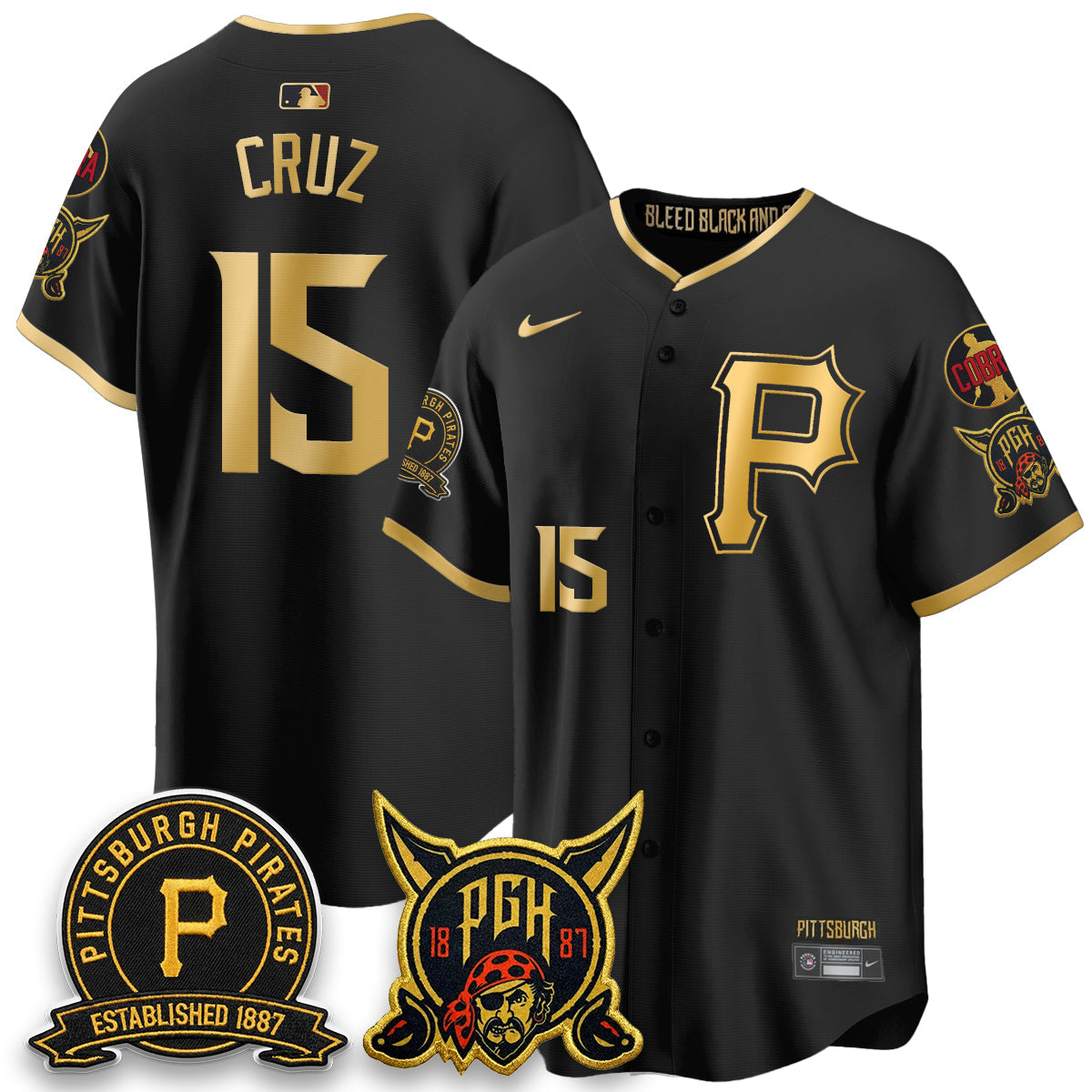 Pittsburgh Pirates Vapor Limited Jersey - Cobra & Est 1887 Patch - Stitched