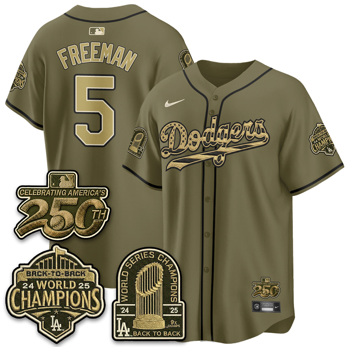 Los Angeles Dodgers New Era Olive 2026 Armed Forces Day Jersey -Stitched V2