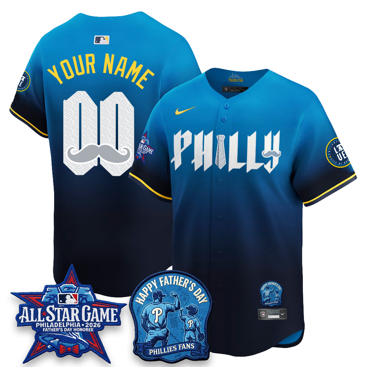 Philadelphia Phillies Happy Father's Day Vapor Custom Jersey - Stitched