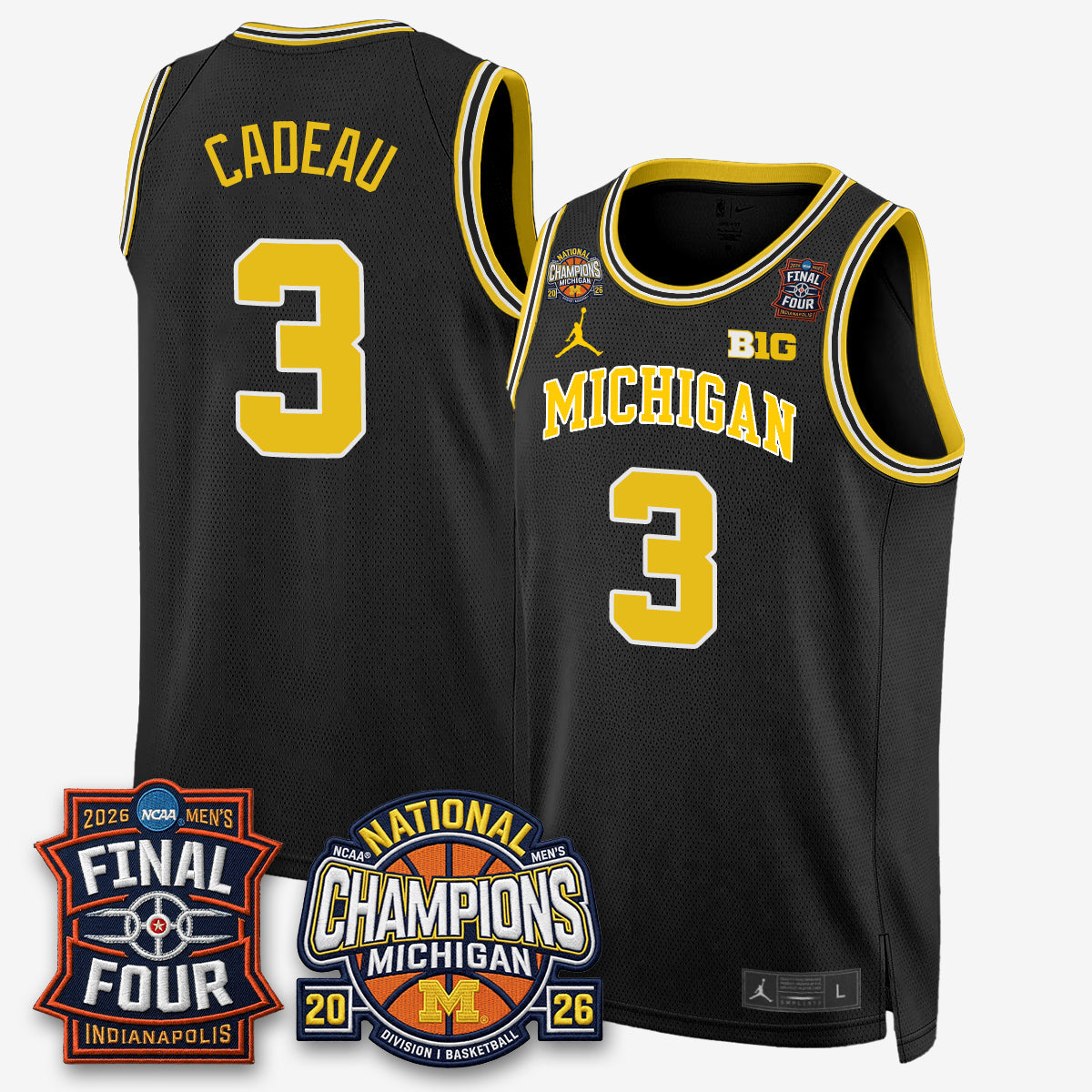 Michigan Wolverines Men's Basketball National Champions Big Text Limited Vapor Jersey - Stitched-Cuztomshoes