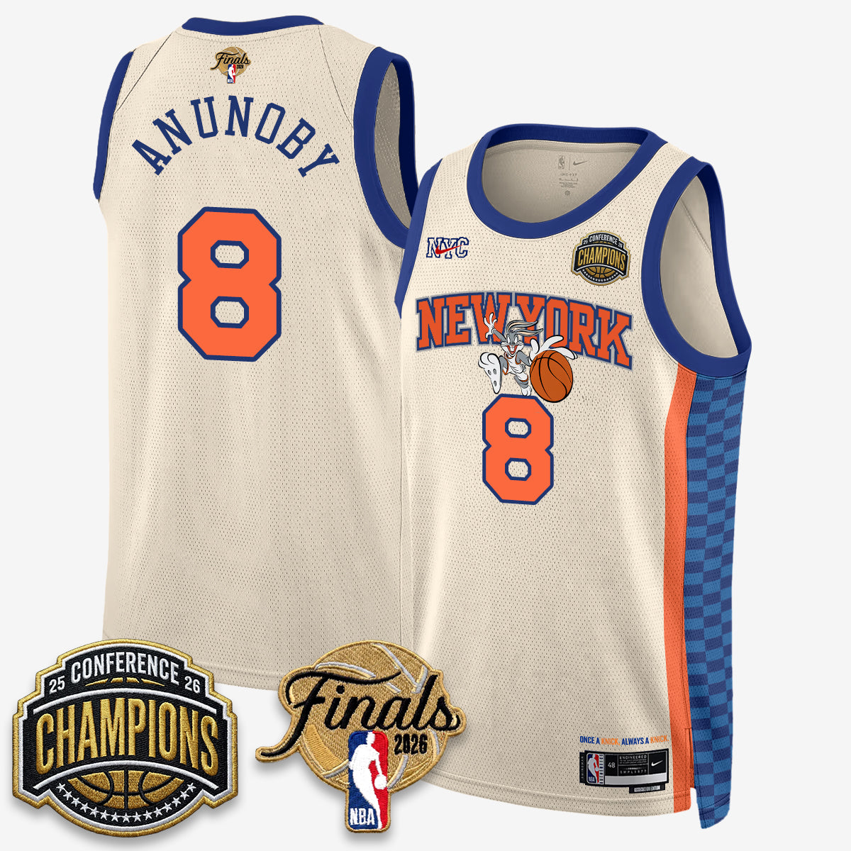 New York Knicks 2026 Basketball Eastern Conference Champions x Looney Tunes Vapor Jersey V2- Stitched-Cuztomshoes